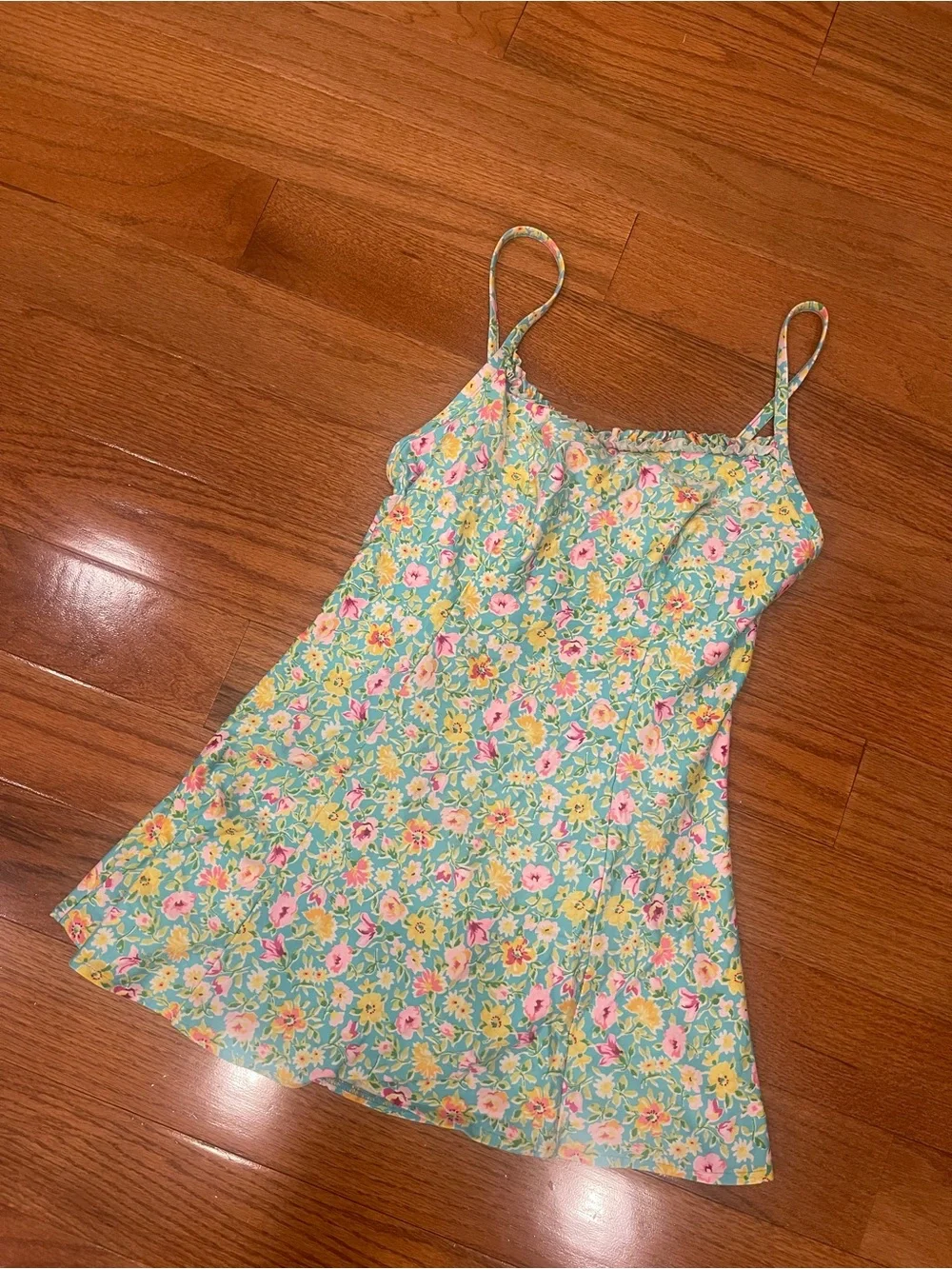 Vintage Adrienne Vitadinni Blue Floral Swim Dress One Piece Blue Green Yellow 8